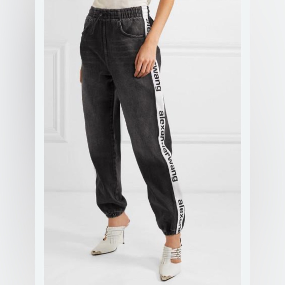 Alexander Wang Black Jeans with White Logo Stripe